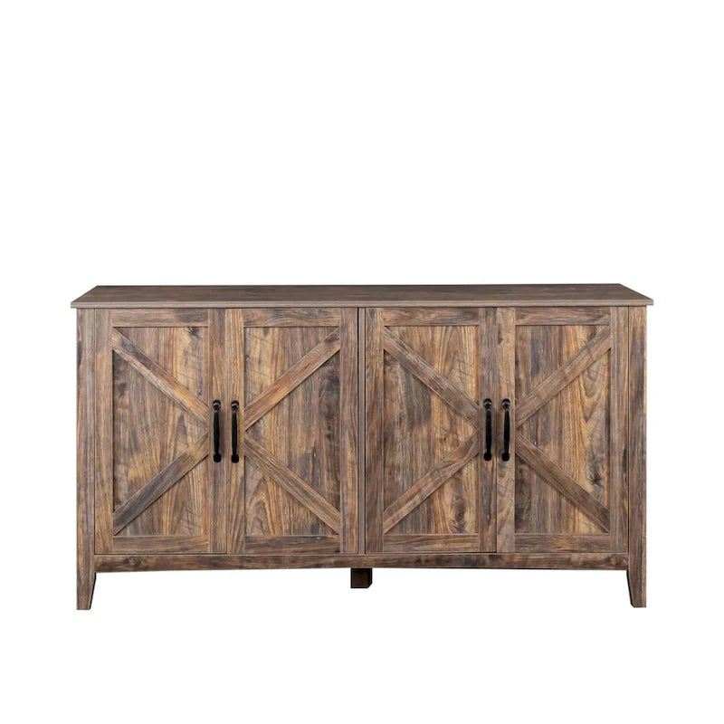 4-Door Sideboard Cabinet with Open Shelves