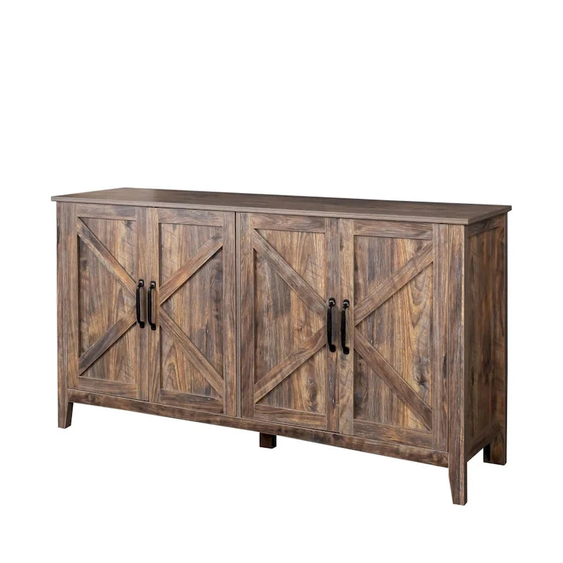 4-Door Sideboard Cabinet with Open Shelves