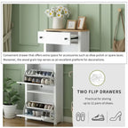 Shoe Cabinet with 2 Flip Drawers and Adjustable Panel
