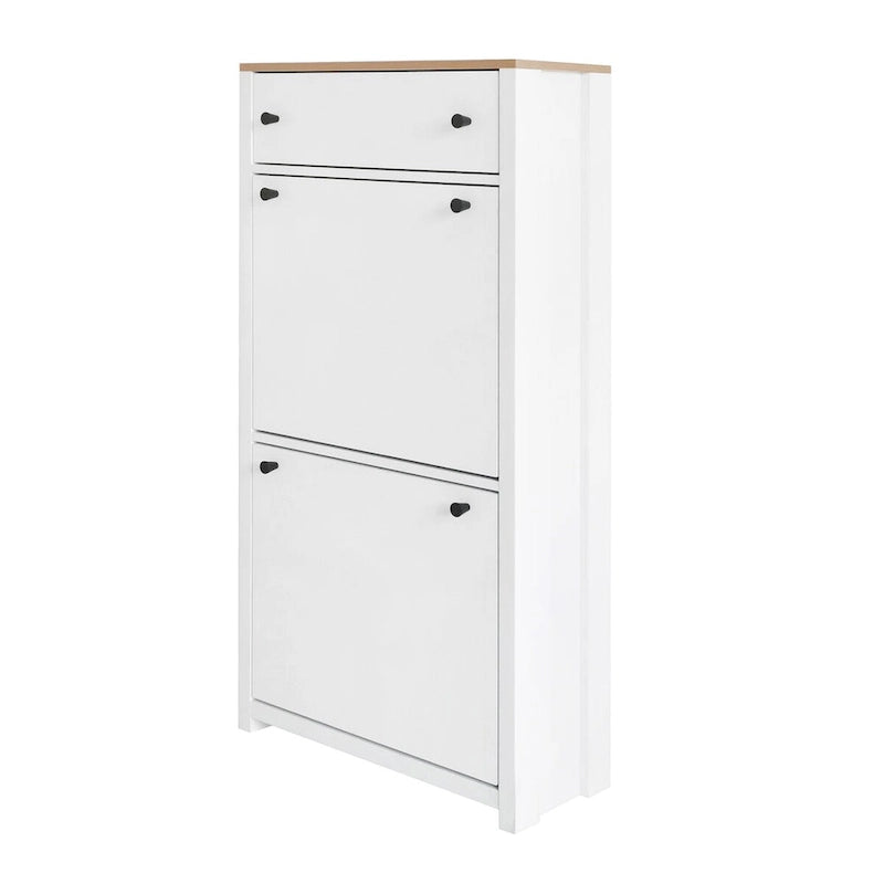 Shoe Cabinet with 2 Flip Drawers and Adjustable Panel