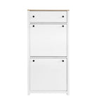 Shoe Cabinet with 2 Flip Drawers and Adjustable Panel