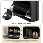 Shoe Cabinet with 2 Flip Drawers and Adjustable Panel