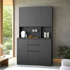 74-Inch Freestanding Kitchen Storage Cabinet with 6 Doors, 3 Shelves and 2 Drawers