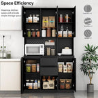 74-Inch Freestanding Kitchen Storage Cabinet with 6 Doors, 3 Shelves and 2 Drawers