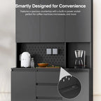 74-Inch Freestanding Kitchen Storage Cabinet with 6 Doors, 3 Shelves and 2 Drawers