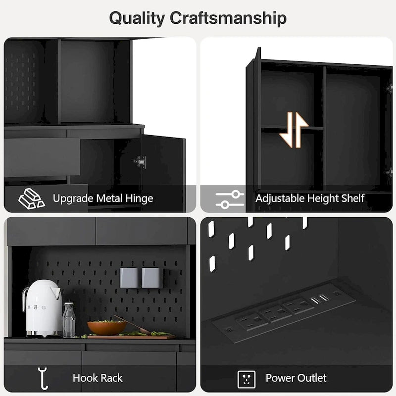 74-Inch Freestanding Kitchen Storage Cabinet with 6 Doors, 3 Shelves and 2 Drawers