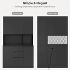 74-Inch Freestanding Kitchen Storage Cabinet with 6 Doors, 3 Shelves and 2 Drawers