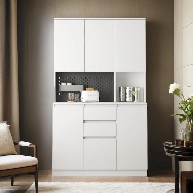 74-Inch Freestanding Kitchen Storage Cabinet with 6 Doors, 3 Shelves and 2 Drawers