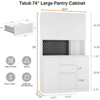 74-Inch Freestanding Kitchen Storage Cabinet with 6 Doors, 3 Shelves and 2 Drawers
