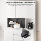 74-Inch Freestanding Kitchen Storage Cabinet with 6 Doors, 3 Shelves and 2 Drawers