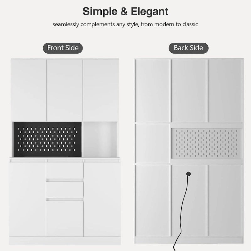 74-Inch Freestanding Kitchen Storage Cabinet with 6 Doors, 3 Shelves and 2 Drawers