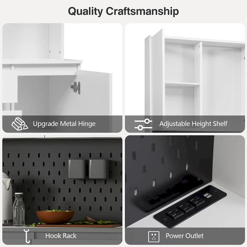 74-Inch Freestanding Kitchen Storage Cabinet with 6 Doors, 3 Shelves and 2 Drawers
