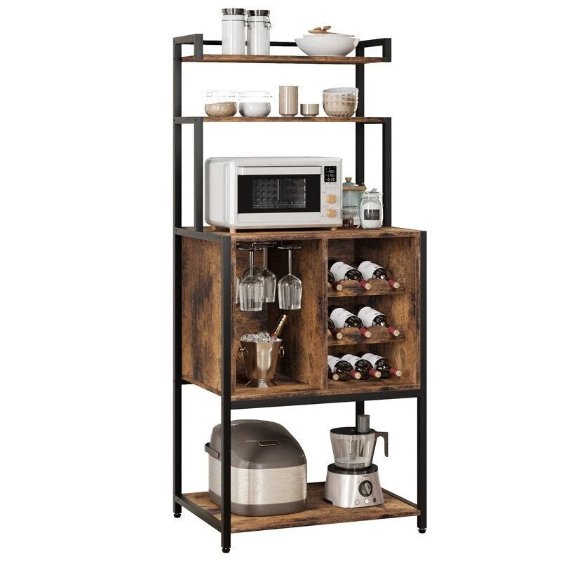 5-Tier Freestanding Wine Rack with Storage Cabinet