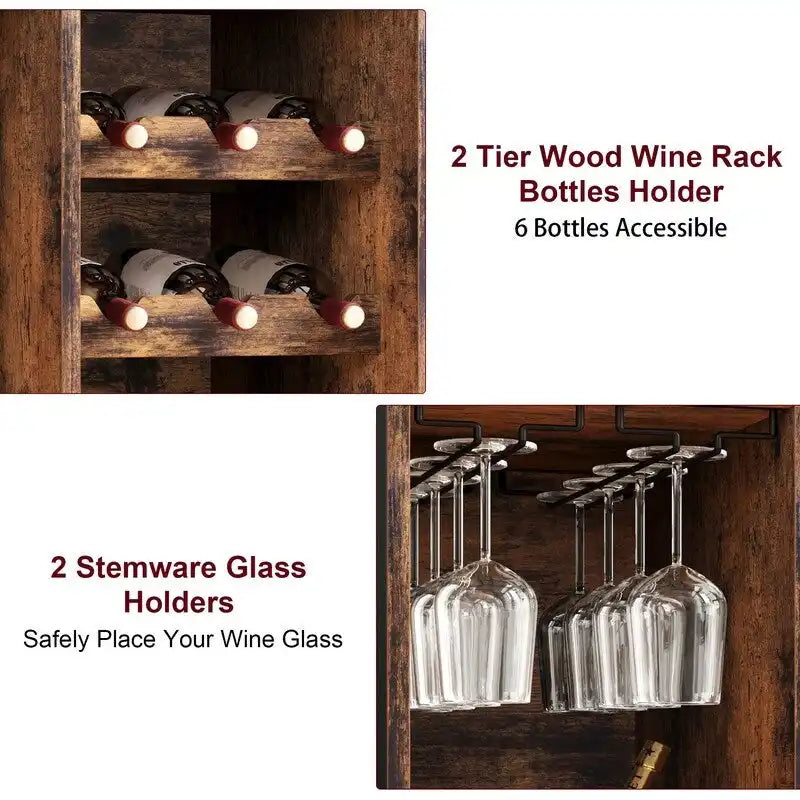 5-Tier Freestanding Wine Rack with Storage Cabinet