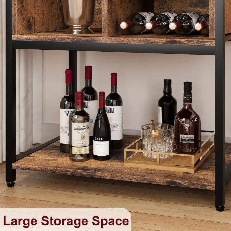 5-Tier Freestanding Wine Rack with Storage Cabinet
