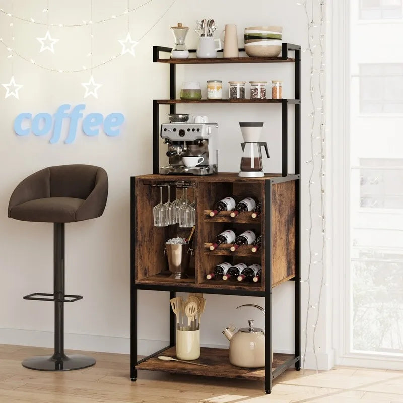 5-Tier Freestanding Wine Rack with Storage Cabinet