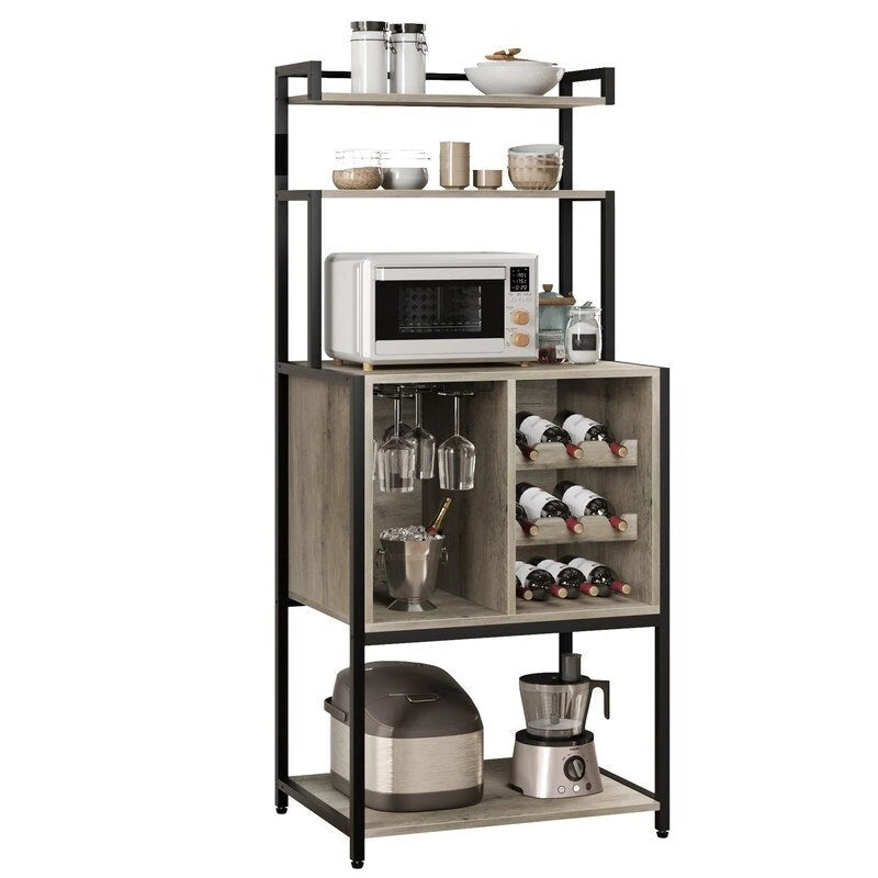 5-Tier Freestanding Wine Rack with Storage Cabinet