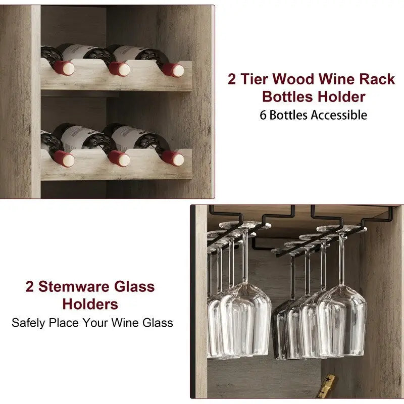 5-Tier Freestanding Wine Rack with Storage Cabinet