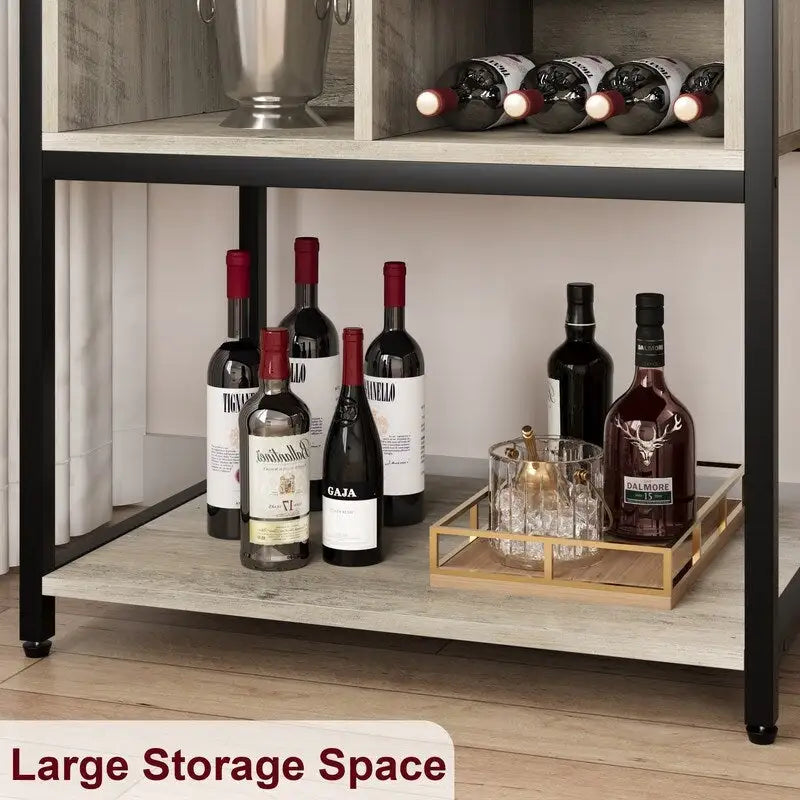 5-Tier Freestanding Wine Rack with Storage Cabinet