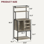 5-Tier Freestanding Wine Rack with Storage Cabinet