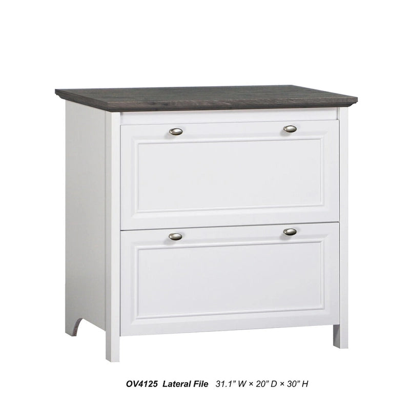 2-Drawer Lateral Filing Cabinet – Gray Oak and White Finish