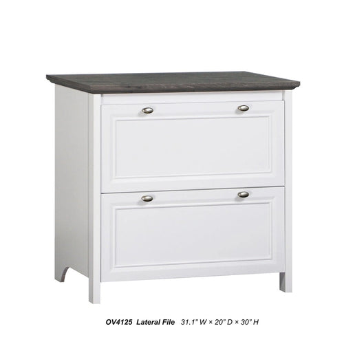 2-Drawer Lateral Filing Cabinet – Gray Oak and White Finish
