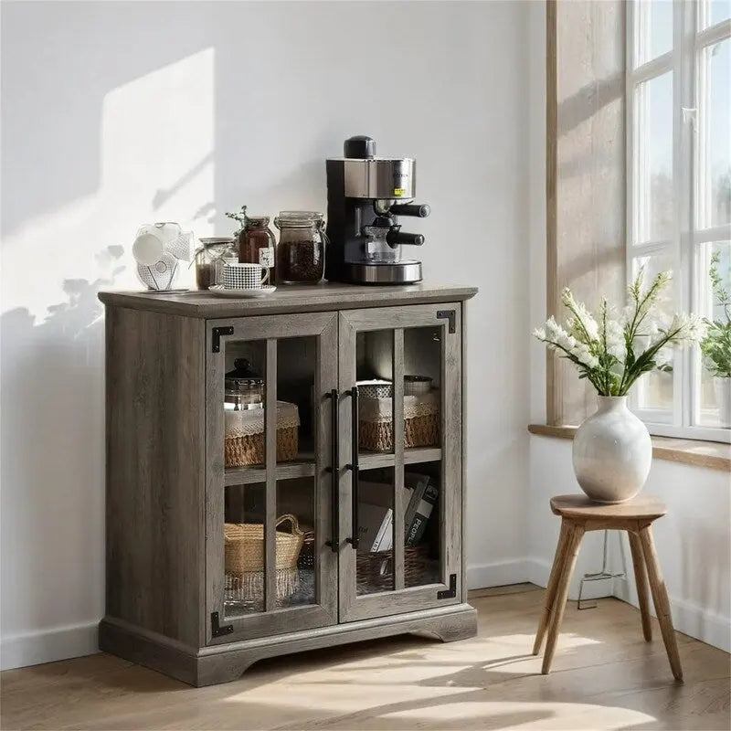 Storage Cabinet with Glass Doors - 16D x 32W x 32H