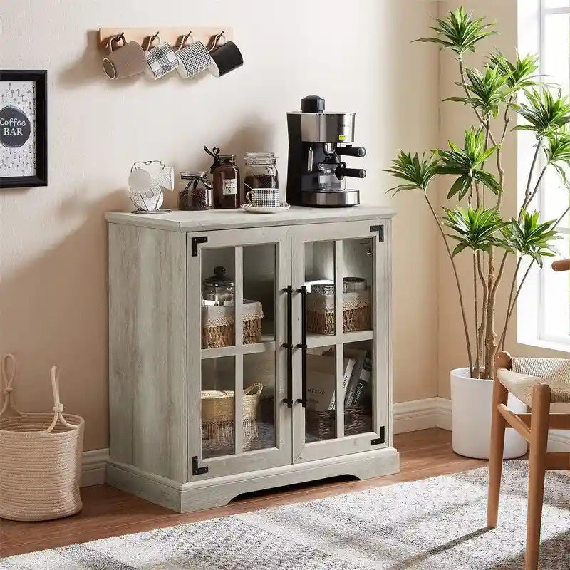 Storage Cabinet with Glass Doors - 16D x 32W x 32H
