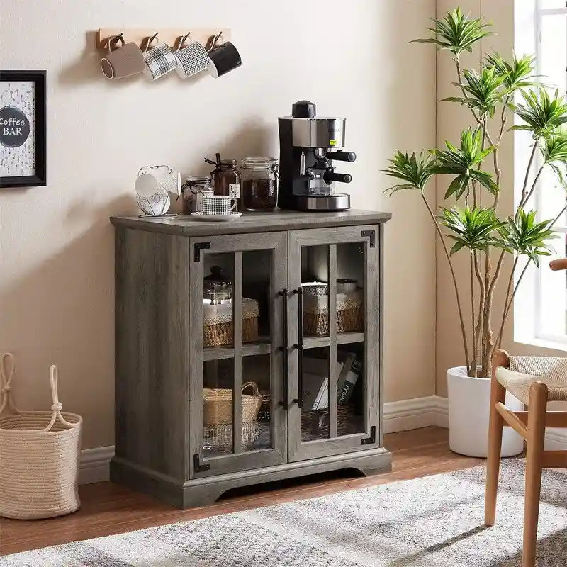 Storage Cabinet with Glass Doors - 16D x 32W x 32H