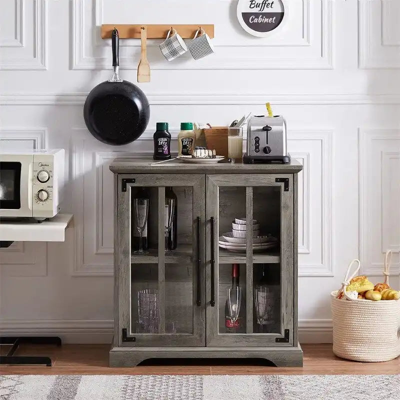 Storage Cabinet with Glass Doors - 16D x 32W x 32H
