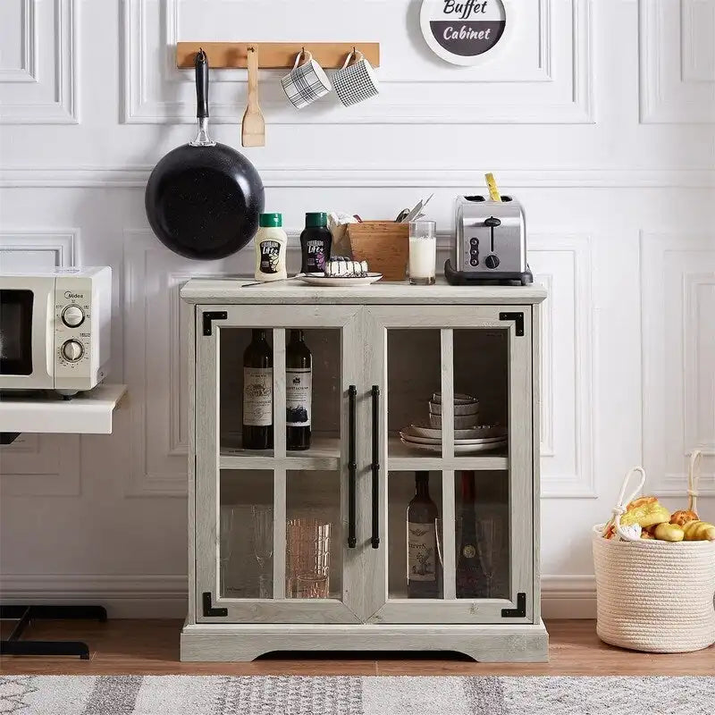 Storage Cabinet with Glass Doors - 16D x 32W x 32H