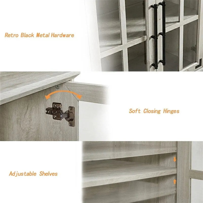 Storage Cabinet with Glass Doors - 16D x 32W x 32H
