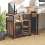 Vinsetto Printer Stand Table with Socket and USB Charging Ports, Industrial Mobile File Cabinet with Cable Hole, Wheels