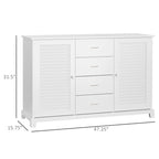 Sideboard Buffet Cabinet with 4 Drawers and Louvered Doors