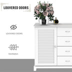 Sideboard Buffet Cabinet with 4 Drawers and Louvered Doors