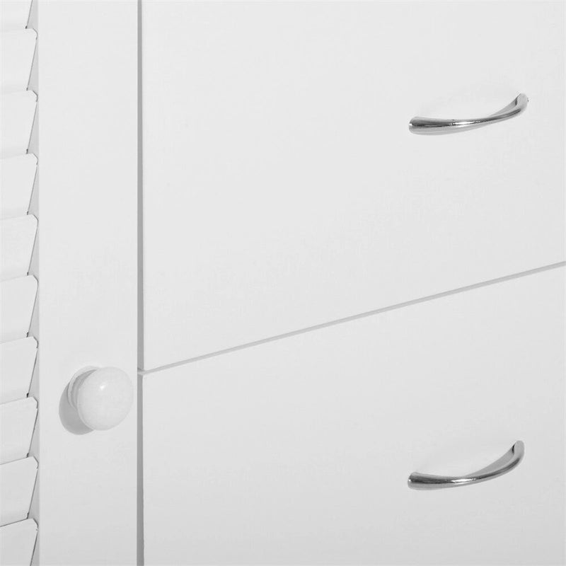 Sideboard Buffet Cabinet with 4 Drawers and Louvered Doors