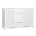 Sideboard Buffet Cabinet with 4 Drawers and Louvered Doors
