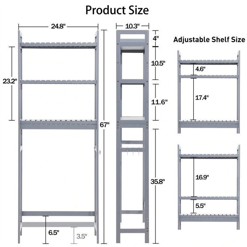 Over-the-Toilet Storage Cabinet with Adjustable Shelves