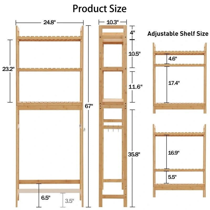 Over-the-Toilet Storage Cabinet with Adjustable Shelves