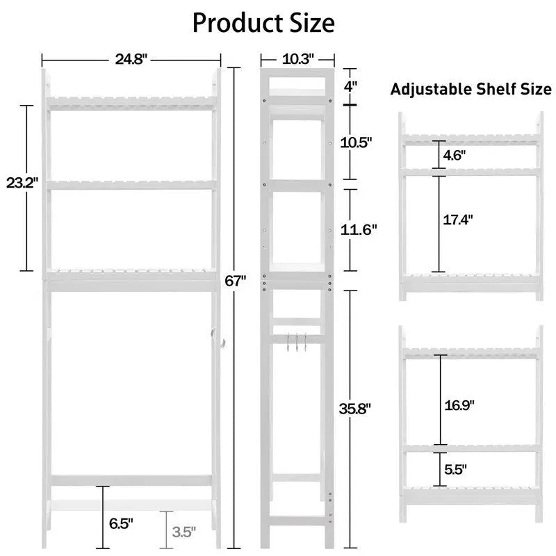 Over-the-Toilet Storage Cabinet with Adjustable Shelves