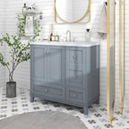 36-Inch Bathroom Vanity Cabinet with USB Charging Port and Resin Sink Top