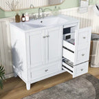 36-Inch Bathroom Vanity Cabinet with USB Charging Port and Resin Sink Top
