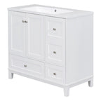 36-Inch Bathroom Vanity Cabinet with USB Charging Port and Resin Sink Top