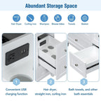 36-Inch Bathroom Vanity Cabinet with USB Charging Port and Resin Sink Top