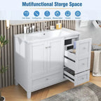36-Inch Bathroom Vanity Cabinet with USB Charging Port and Resin Sink Top
