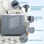 36-Inch Bathroom Vanity Cabinet with USB Charging Port and Resin Sink Top