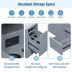 36-Inch Bathroom Vanity Cabinet with USB Charging Port and Resin Sink Top