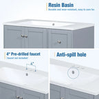 36-Inch Bathroom Vanity Cabinet with USB Charging Port and Resin Sink Top