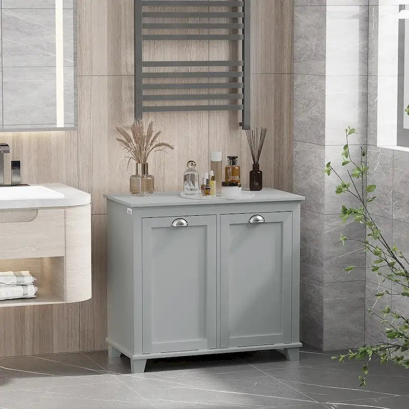 Tilt-Out Laundry Cabinet with Dual Compartment Hamper