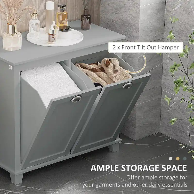 Tilt-Out Laundry Cabinet with Dual Compartment Hamper